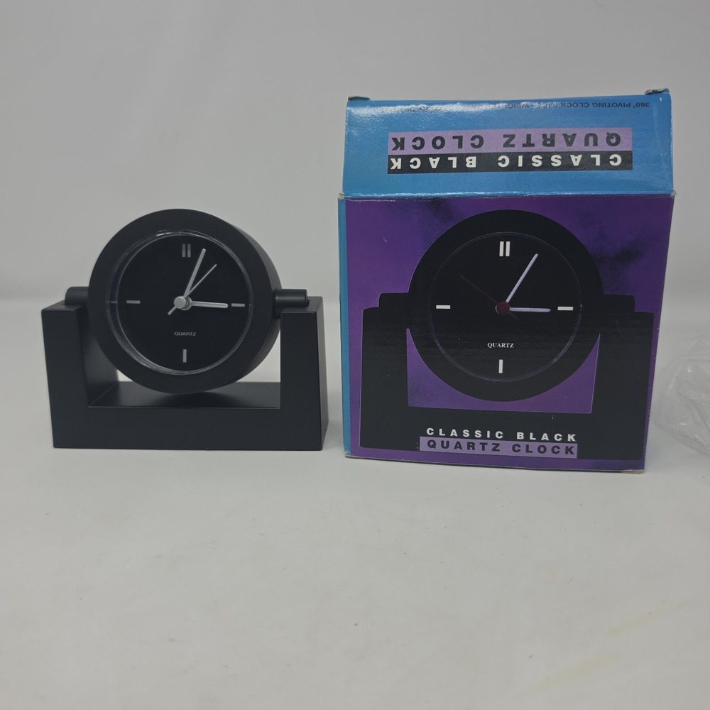 Classic Black Quartz Desk Top Clock 5x5 Inches - New Old Stock